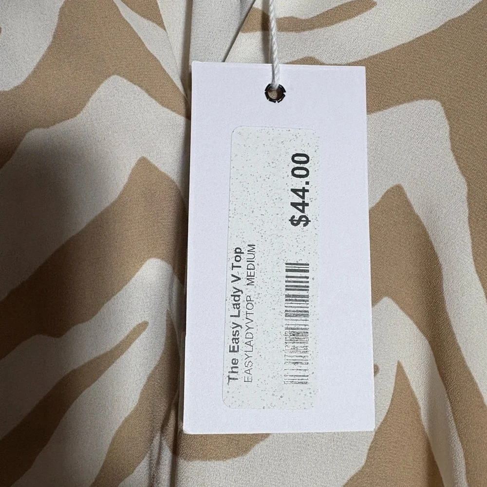 Adrienne Beige and White Zebra Print Top